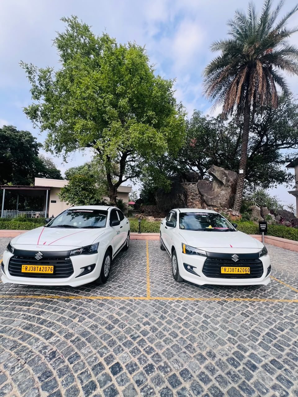 Real Maruti Suzuki Dzire sedan cabs at Mount Abu